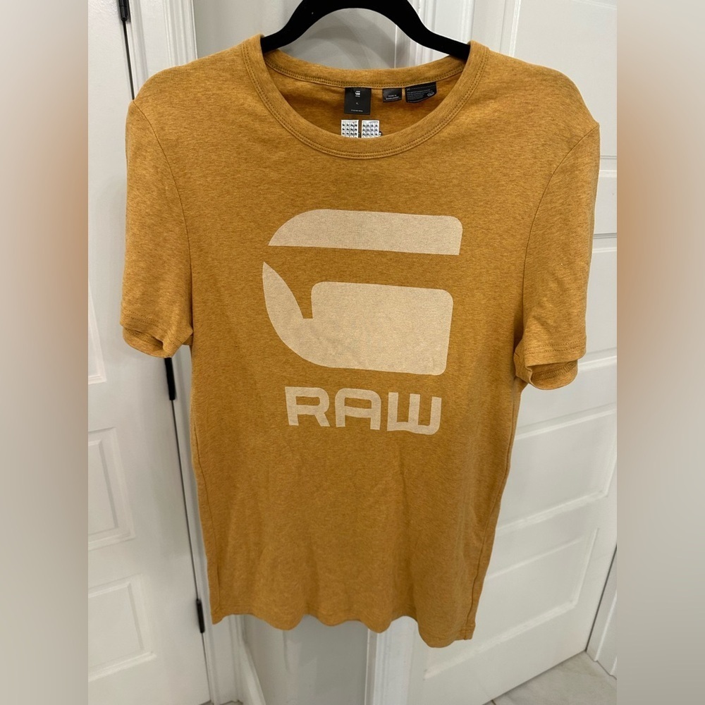 G-STAR RAW GRAPHIC PRINT G Gold WHITE T-SHIRT Tee MEN’S XL Short Sleeve NWOT